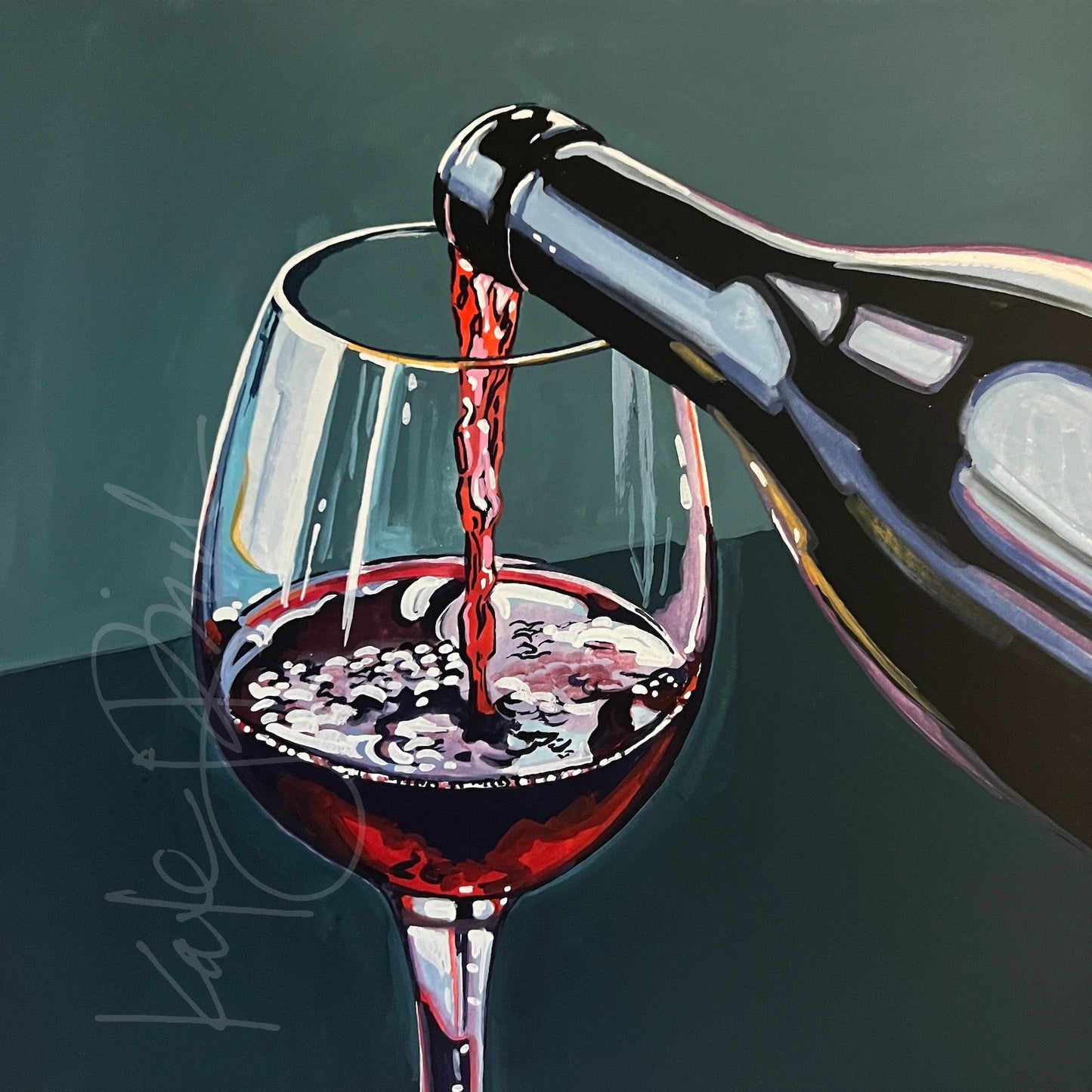A Glass of Red Wine Original Painting