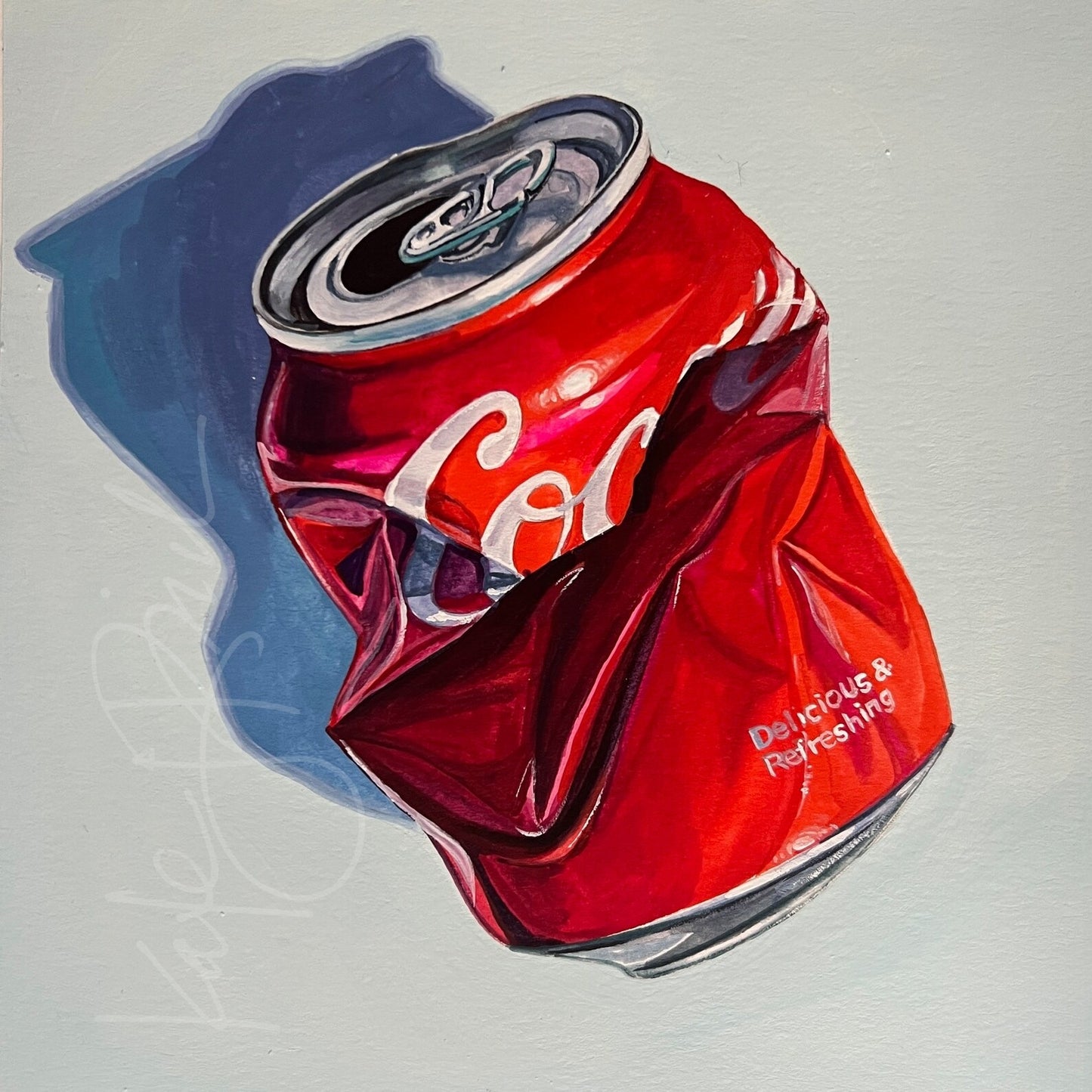 Crushed Coke Can Original Painting