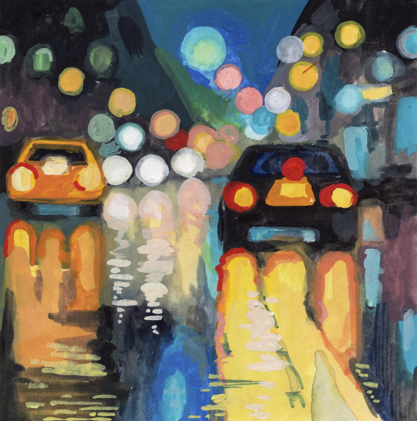 Neon in the Rearview Framed