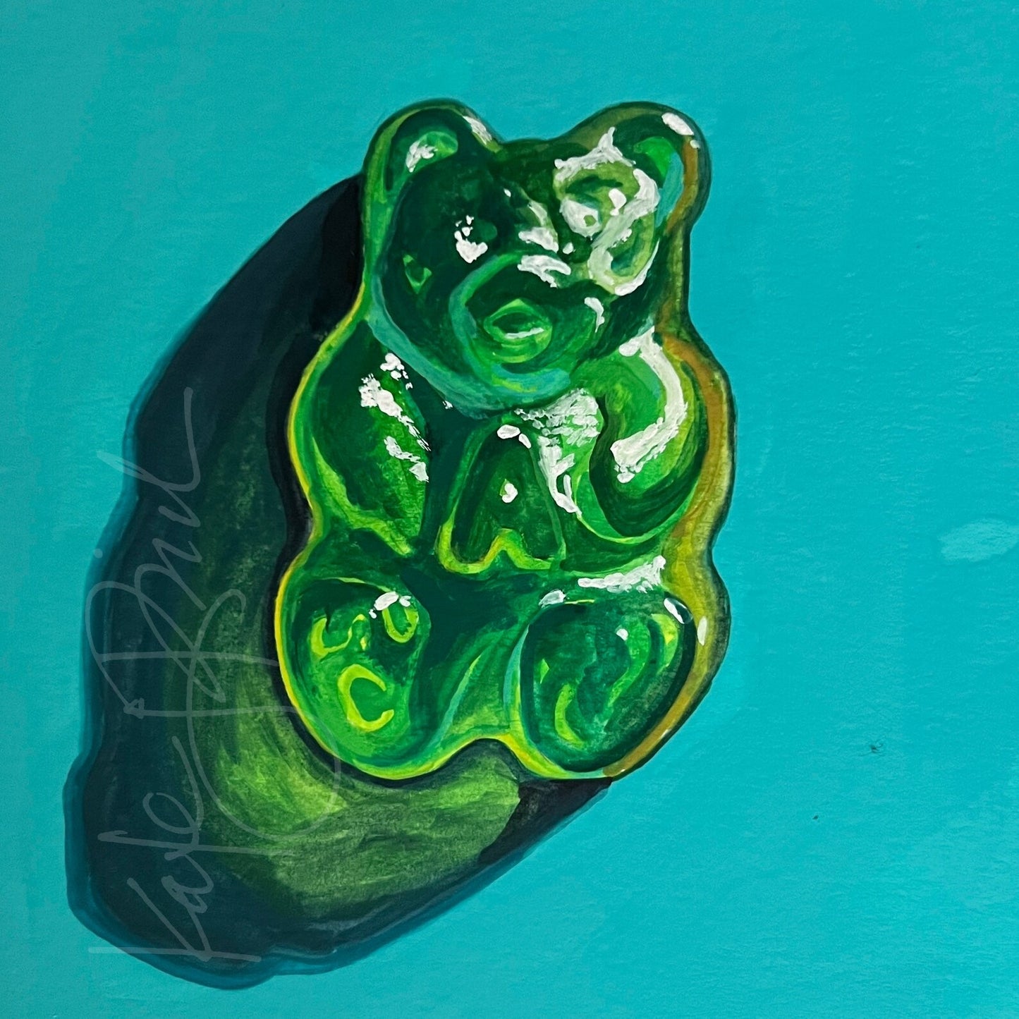 Green Gummy Bear Original Painting