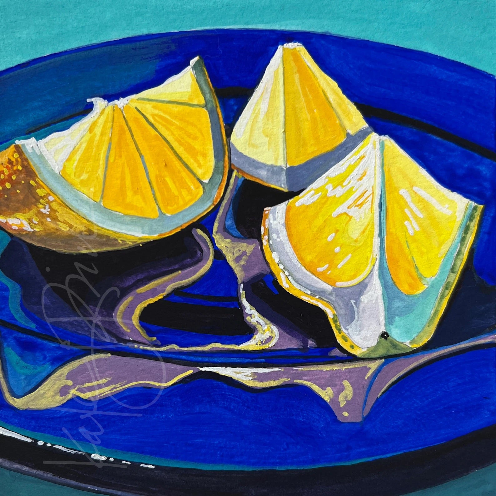 Lemons on Cobalt Original Painting – KATE JARVIK BIRCH