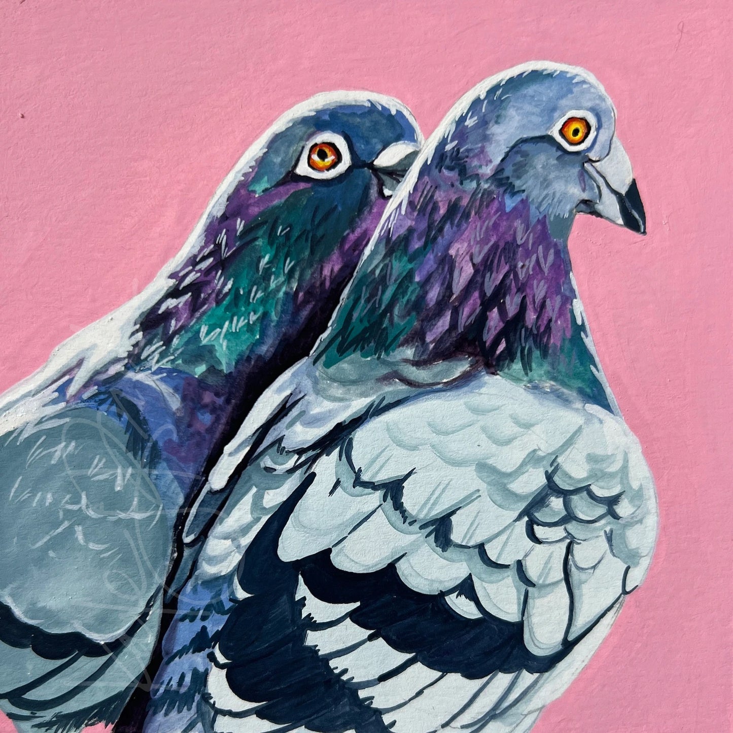 Pigeons in Love Original Painting