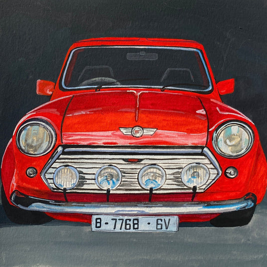 Red Car Original Painting