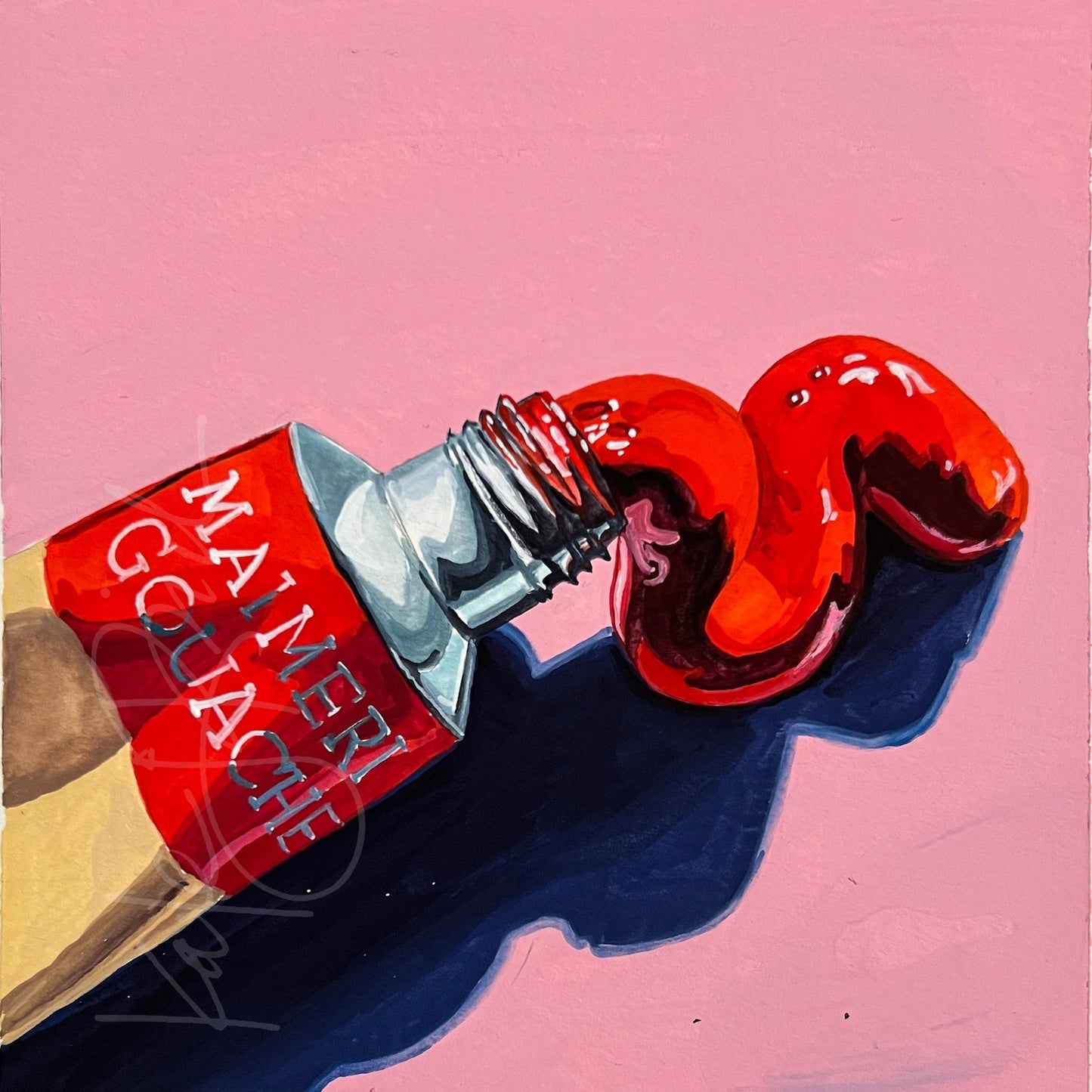 Red Paint Tube Original Painting