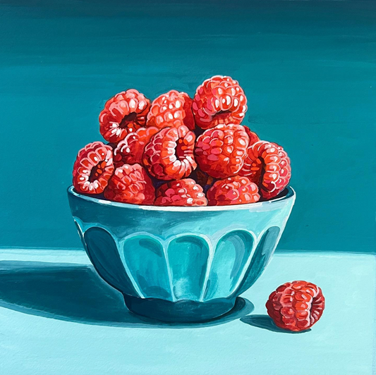 Bowl of Raspberries Original Painting