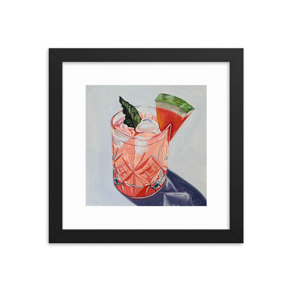 Cocktail with Watermelon Framed Print