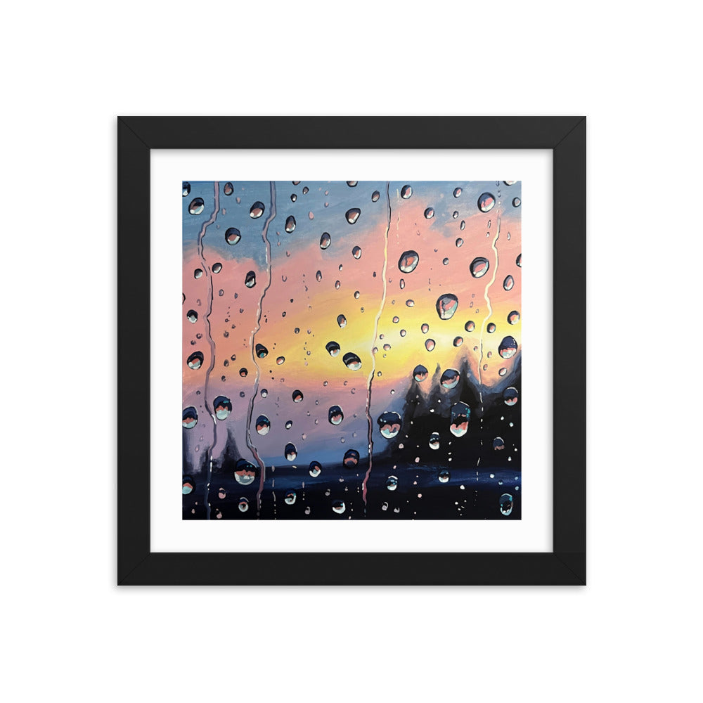 Twilight Raindrops Framed Print