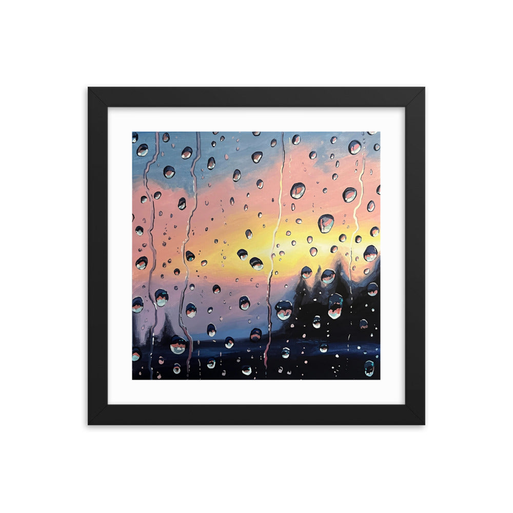 Twilight Raindrops Framed Print