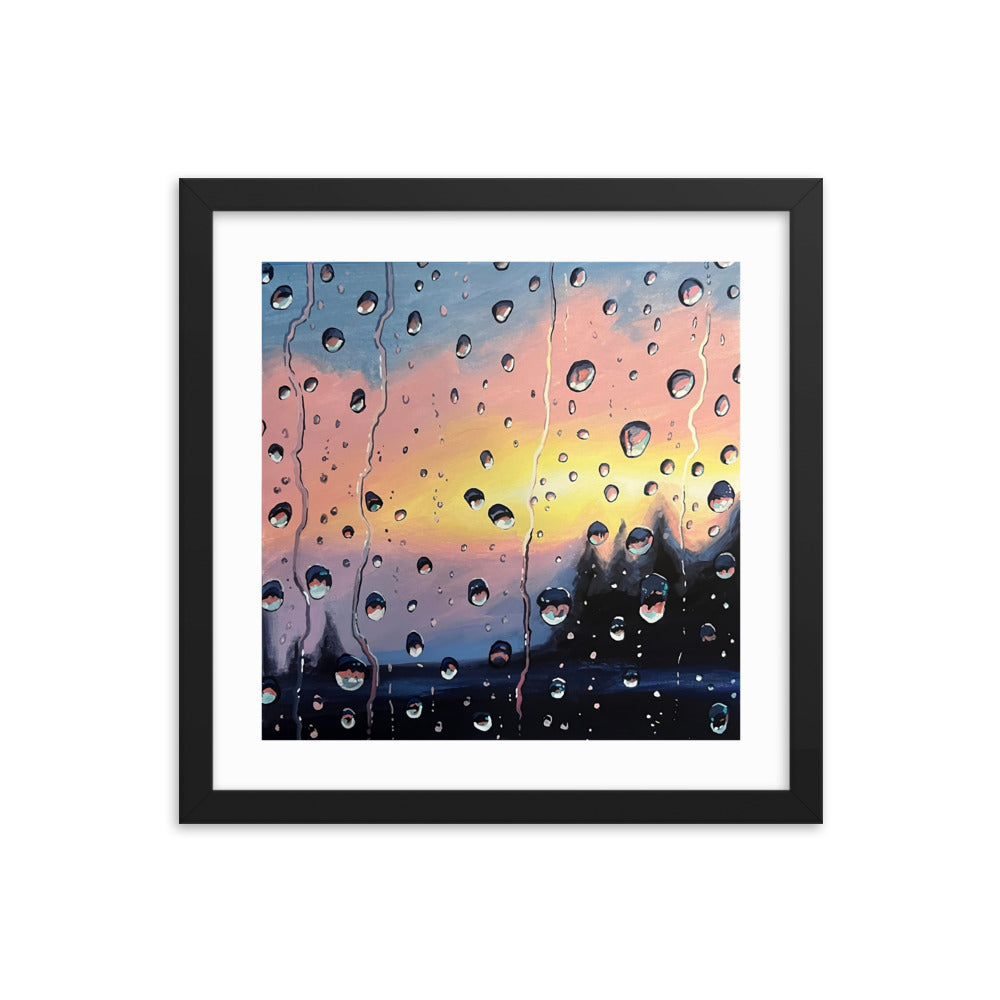 Twilight Raindrops Framed Print