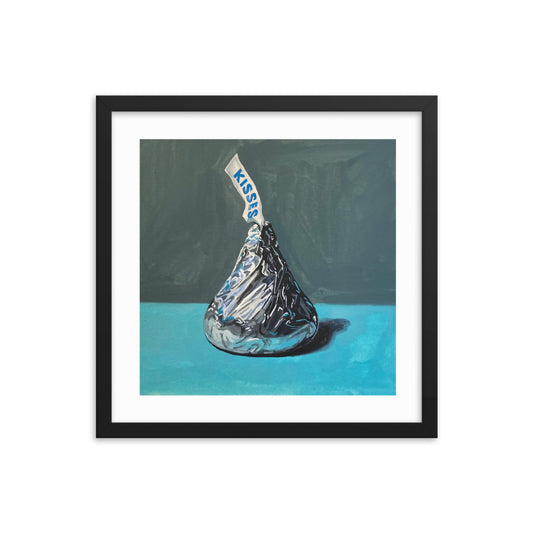 Hershey Kiss on Blue Framed Print