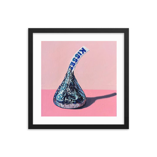 Hershey Kiss on Pink Framed Print