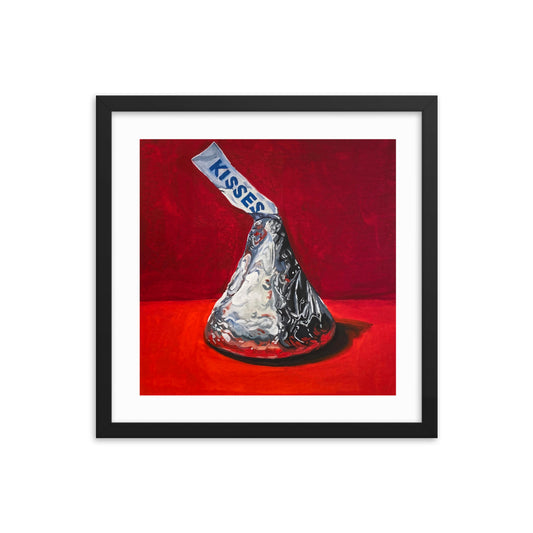 Hershey Kiss on Red Framed Print