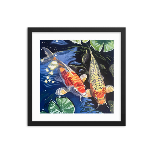 Koi and Lillies Framed Print