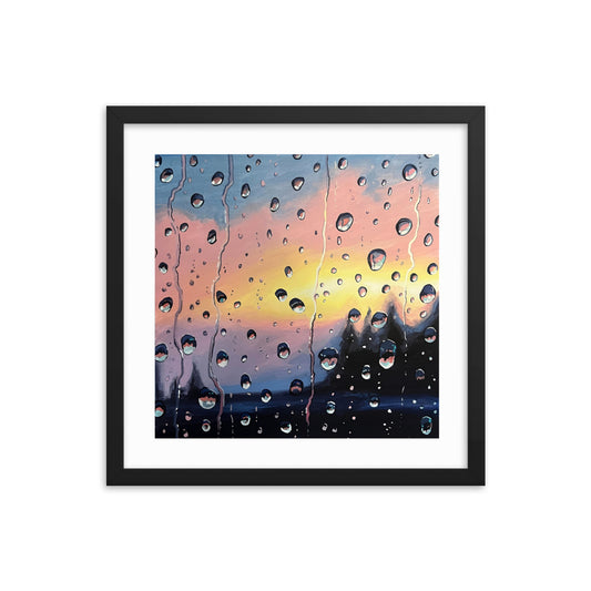 Twilight Raindrops Framed Print