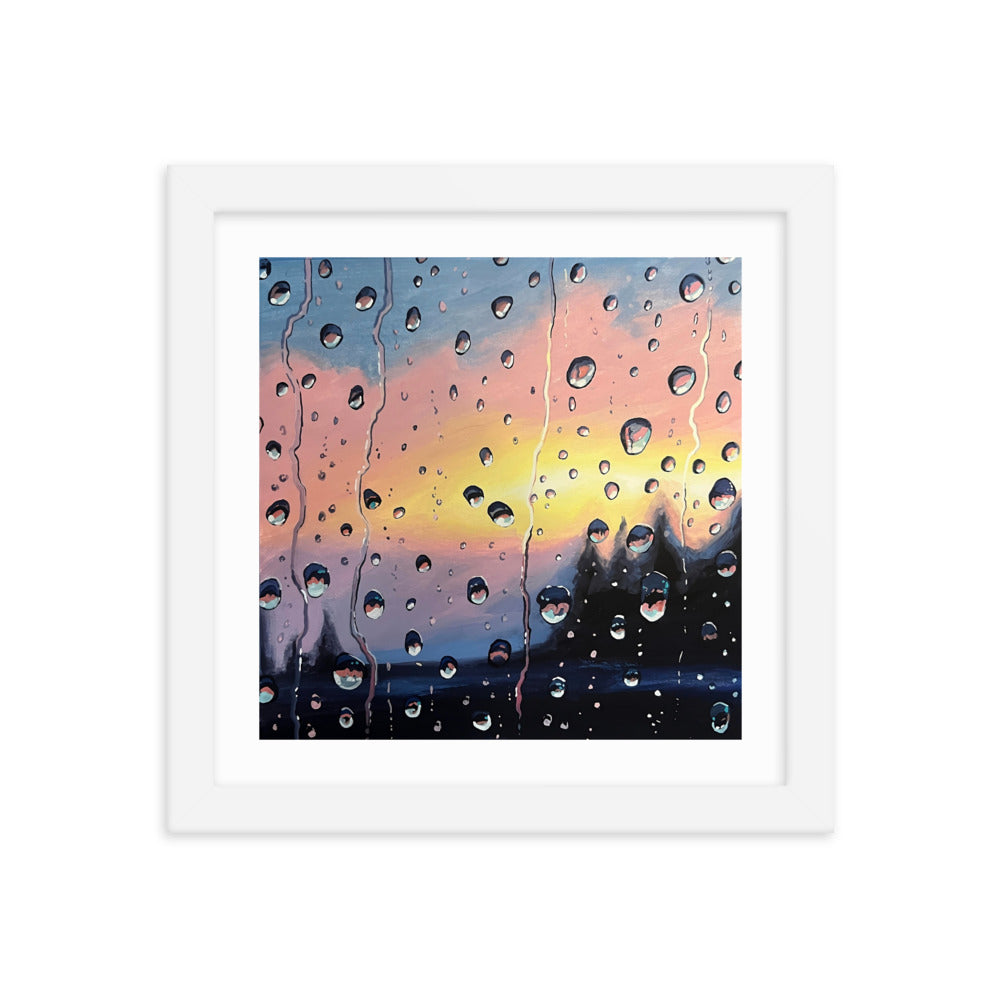 Twilight Raindrops Framed Print