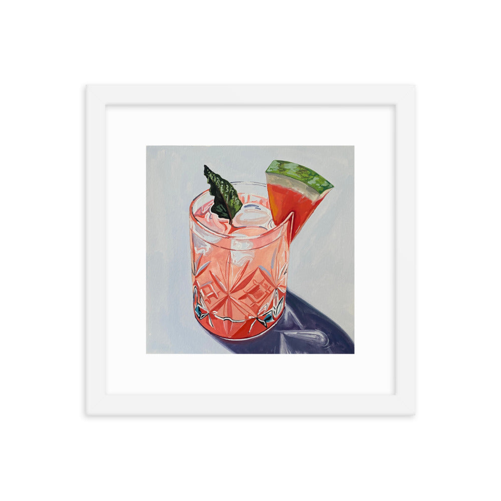 Cocktail with Watermelon Framed Print