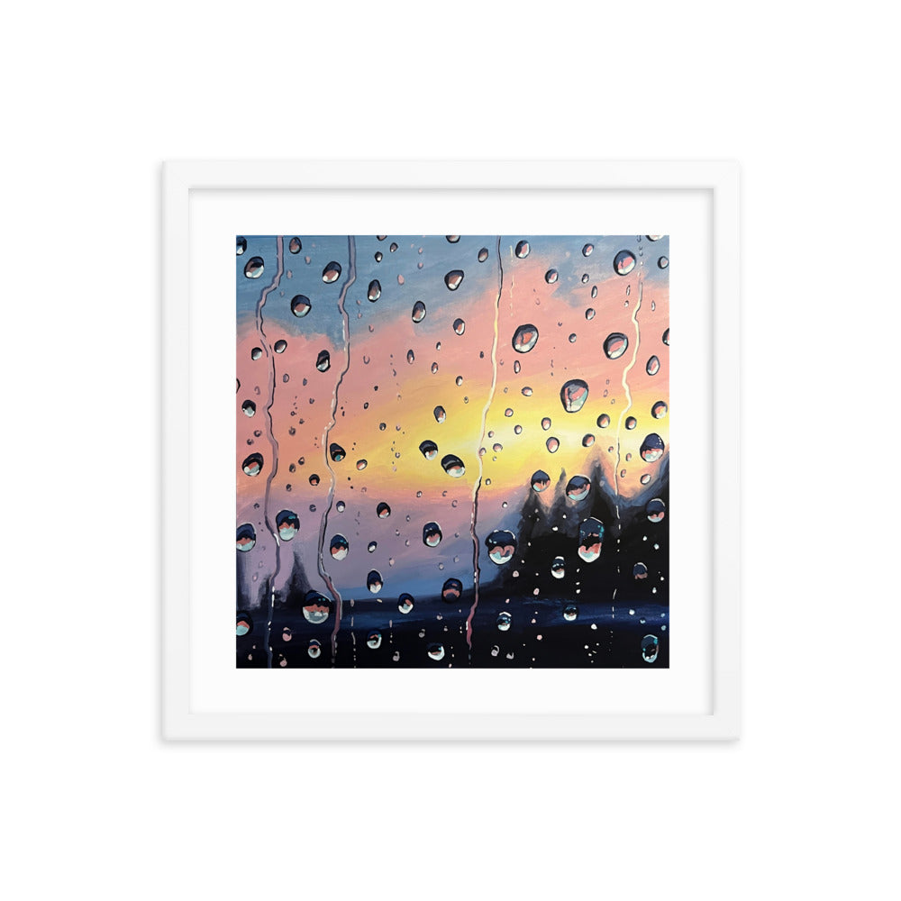 Twilight Raindrops Framed Print