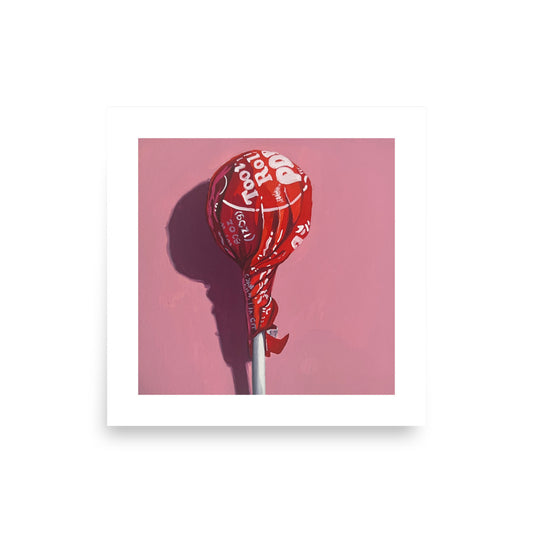 Red Tootsie Pop on Pink Print