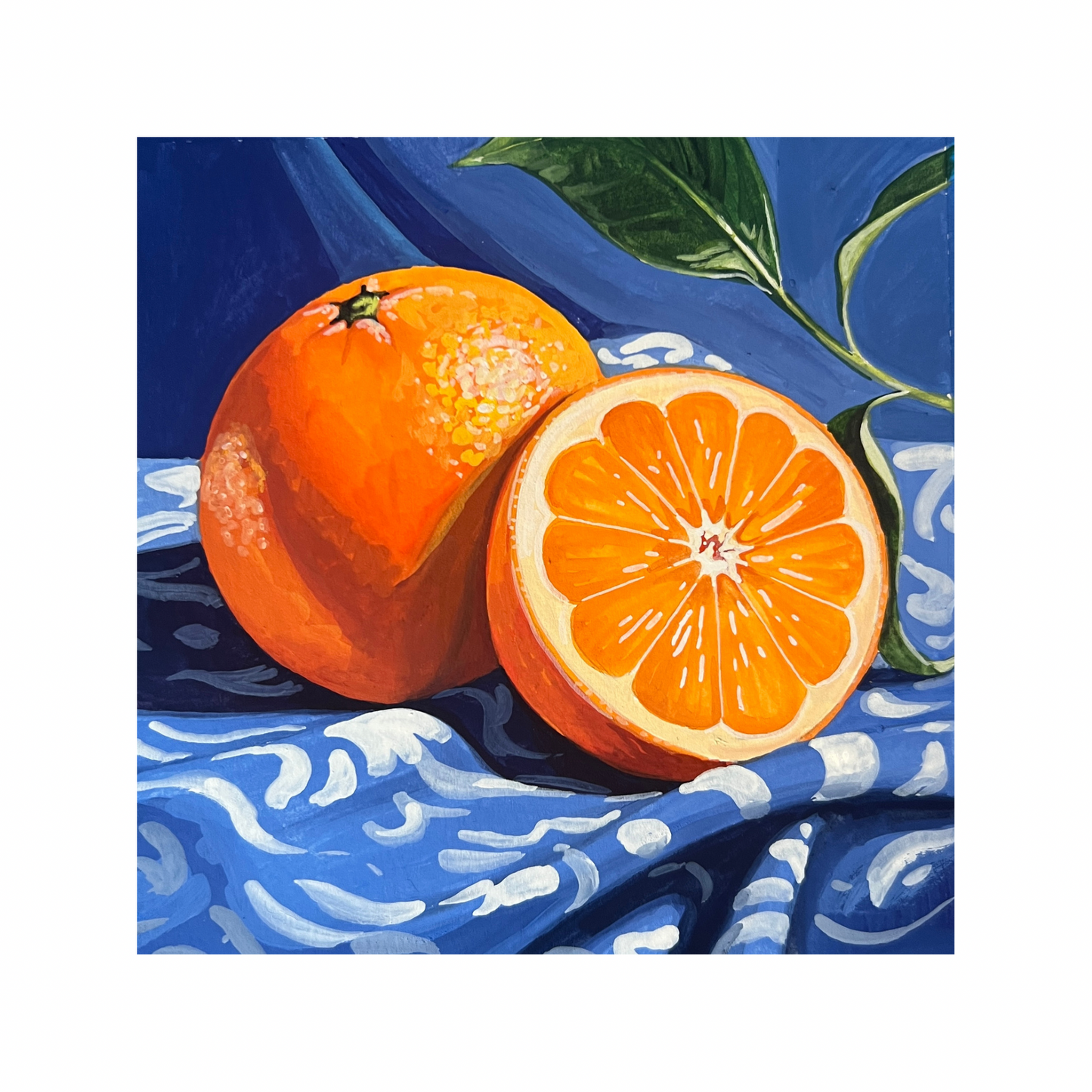 Oranges on Cobalt 8x8 Print