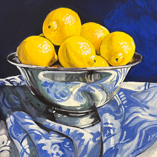 Lemons in Metal Bowl