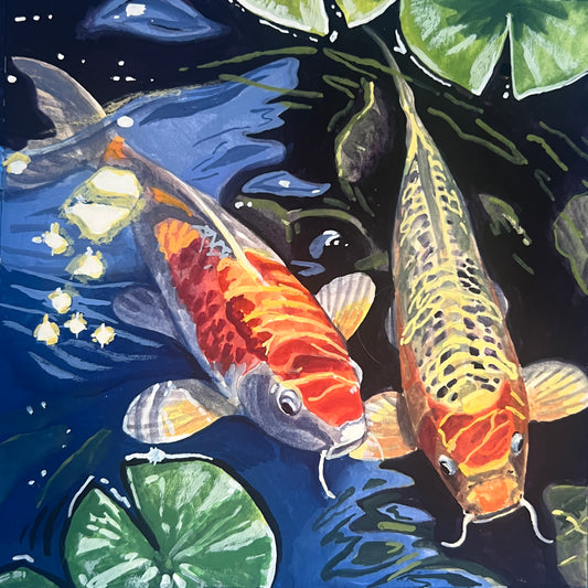 Koi and lilies