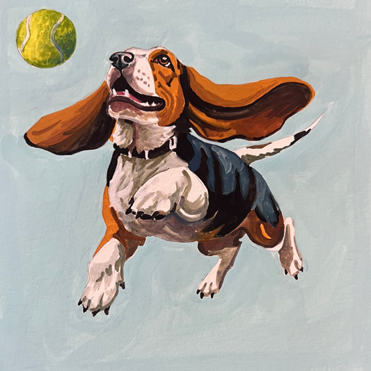 Flying Hound Dog Original Illustration