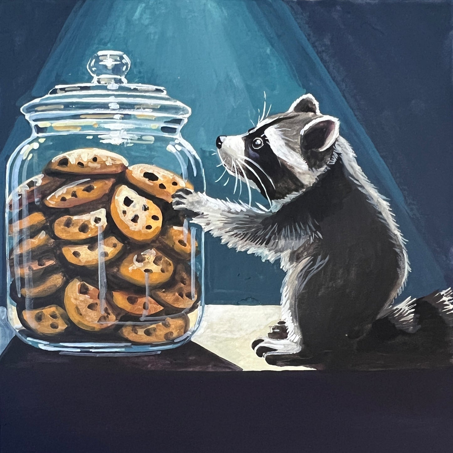 Raccoon and the Cookie Jar Original Illustration