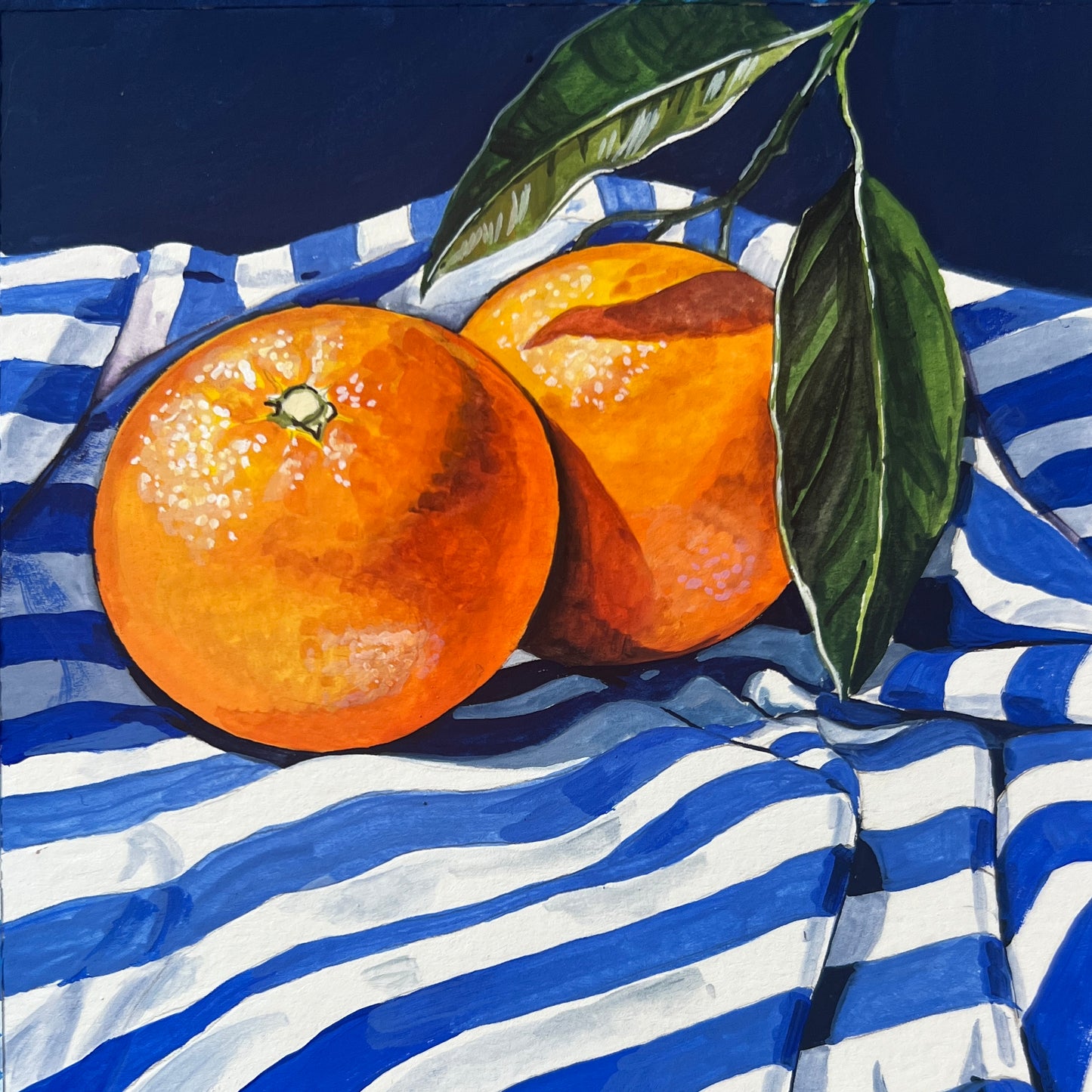 Oranges on Blue and White